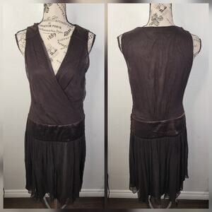 Zara Basic Midi Dress Womens SZ S Silk Blend Drop Waist Fairy Brown Whimsygoth